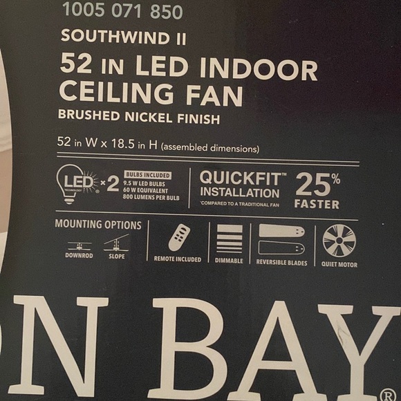 Hampton Bay Southwind II Brushed Nickel Ceiling Fan - Picture 10 of 10